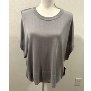 Vince Camuto Womens Drop-Shoulder Short-Sleeve Top Blouse Silver Mist Sz XL New